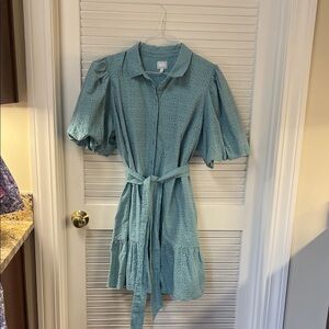 Crown & Ivy Aqua Eyelet Dress